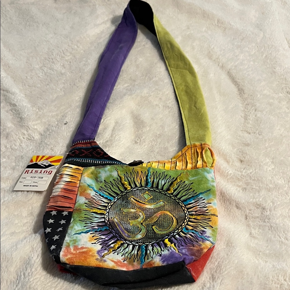 Rising International Multicolor Tie-Dye Sun Om Canvas Crossbody Bag